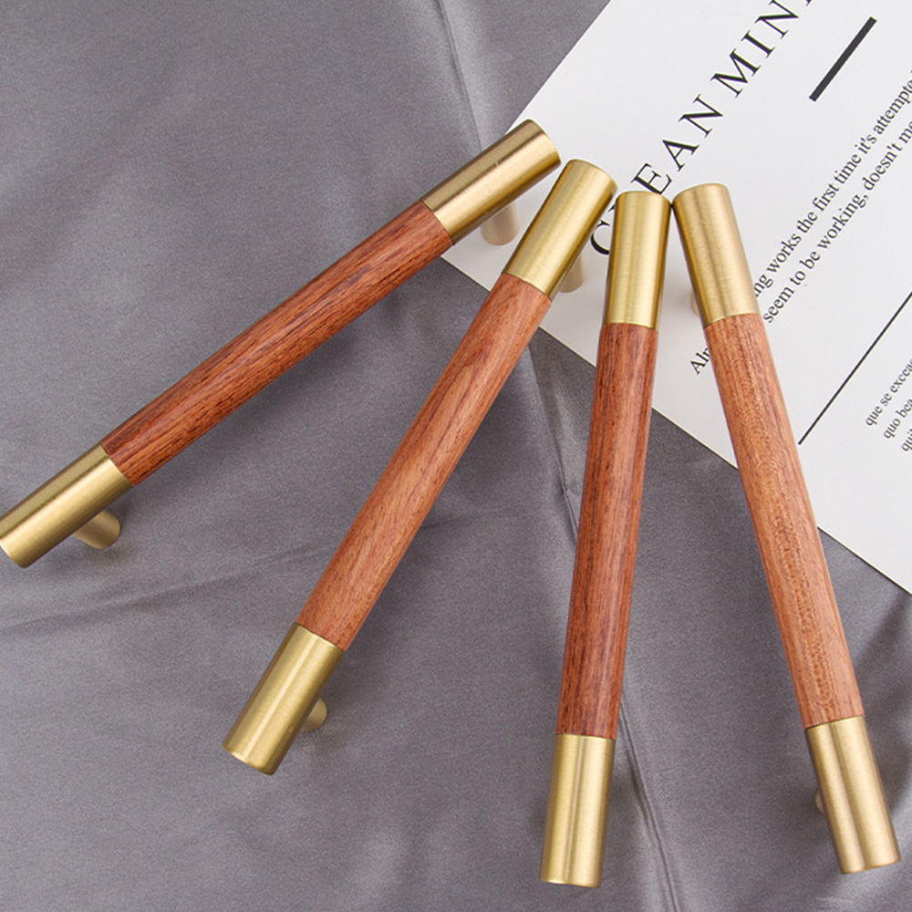 Modern Solid Brass Wood Kitchen Cabinets Handles