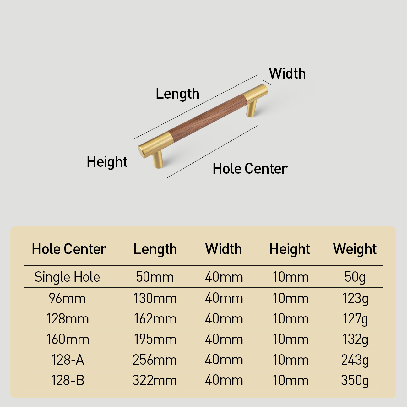 Modern Solid Brass Wood Kitchen Cabinets Handles