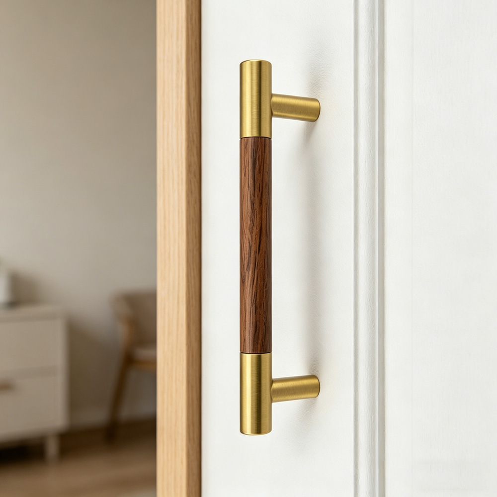 Modern Solid Brass Wood Kitchen Cabinets Handles