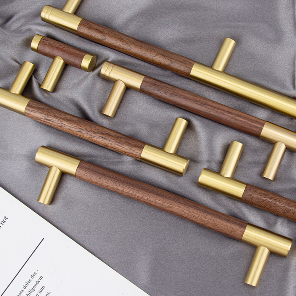 Modern Solid Brass Wood Kitchen Cabinets Handles
