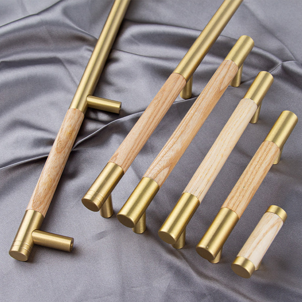 Modern Solid Brass Wood Kitchen Cabinets Handles