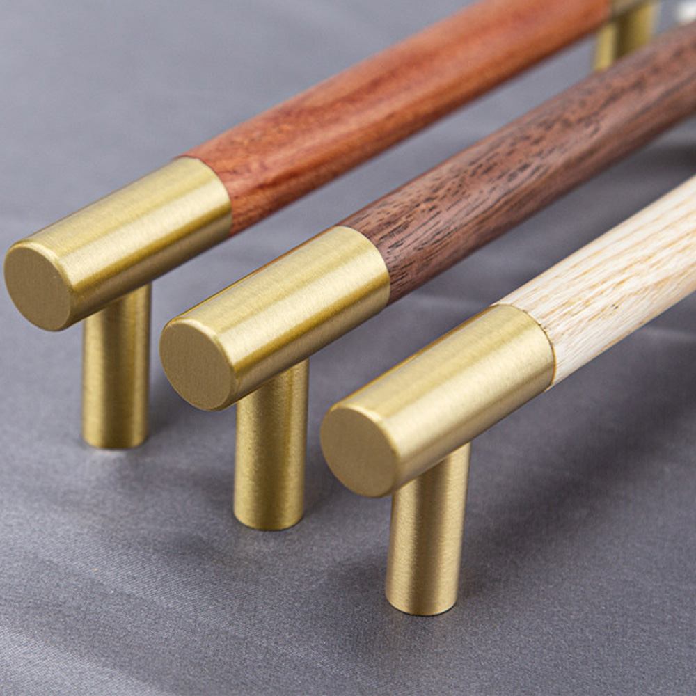 Modern Solid Brass Wood Kitchen Cabinets Handles