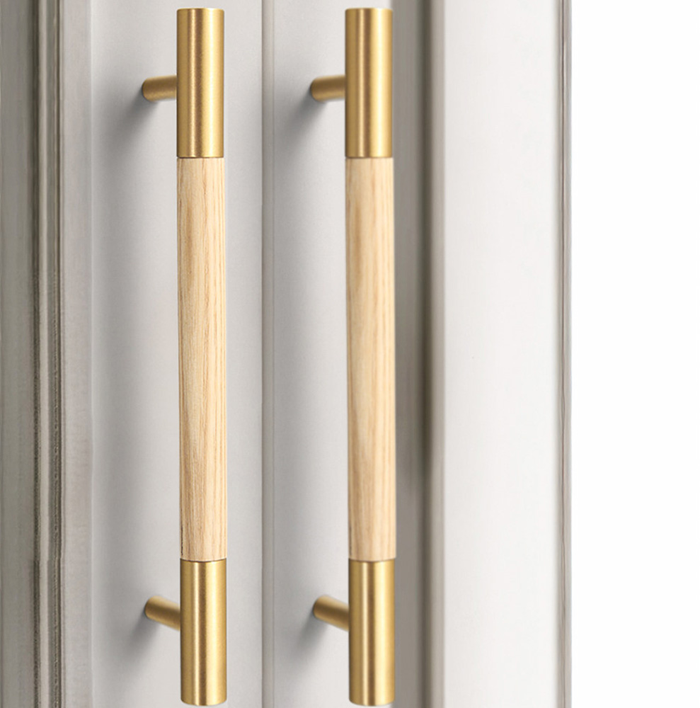 Modern Solid Brass Wood Kitchen Cabinets Handles
