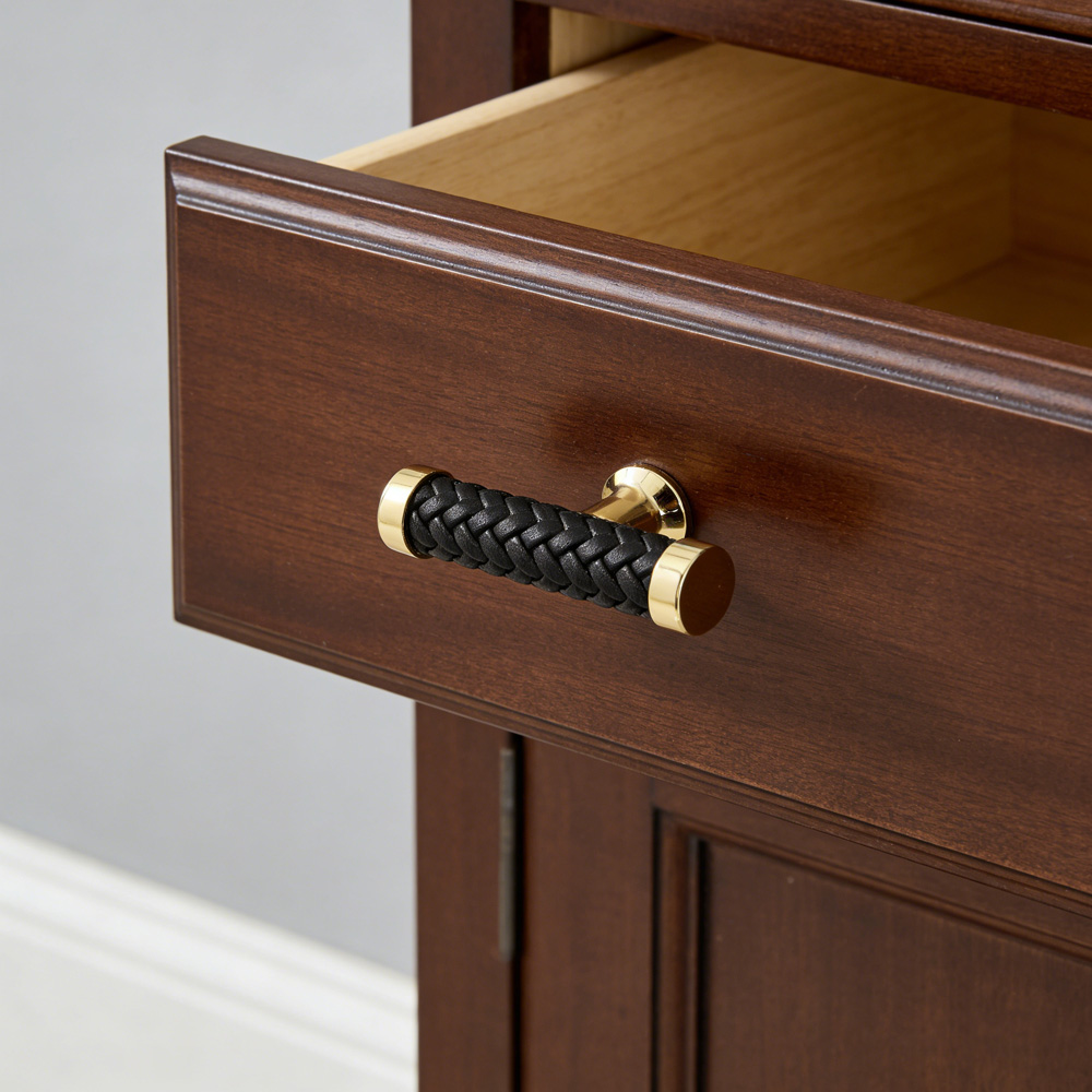 Modern Stylish Zinc Alloy Leather Kitchen Drawer Pulls