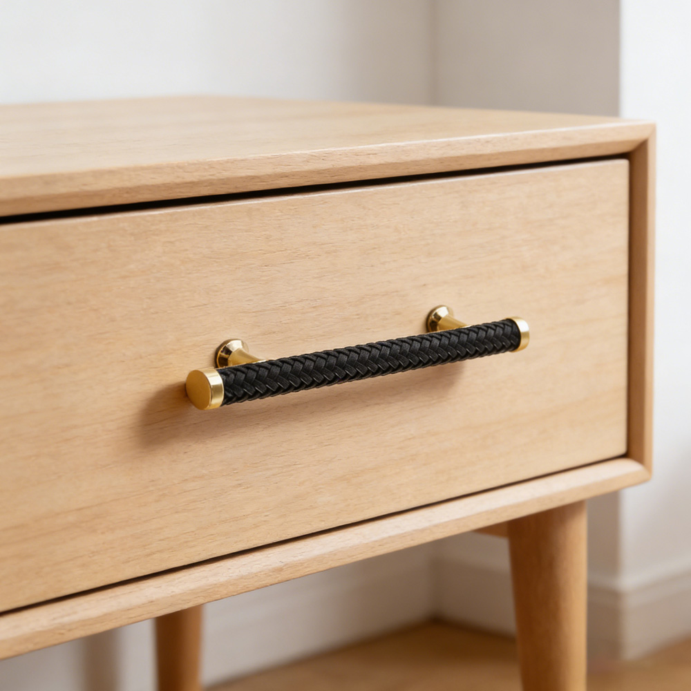 Modern Stylish Zinc Alloy Leather Kitchen Drawer Pulls