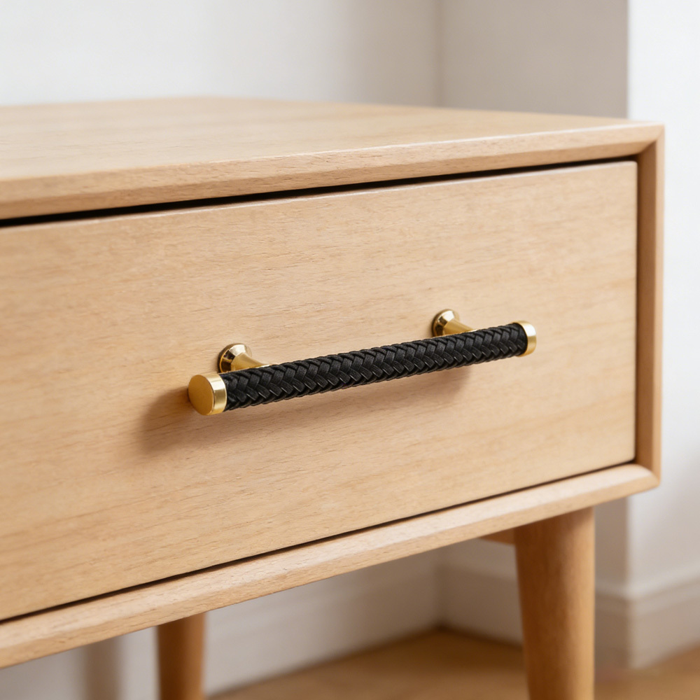 Modern Stylish Zinc Alloy Leather Kitchen Drawer Pulls