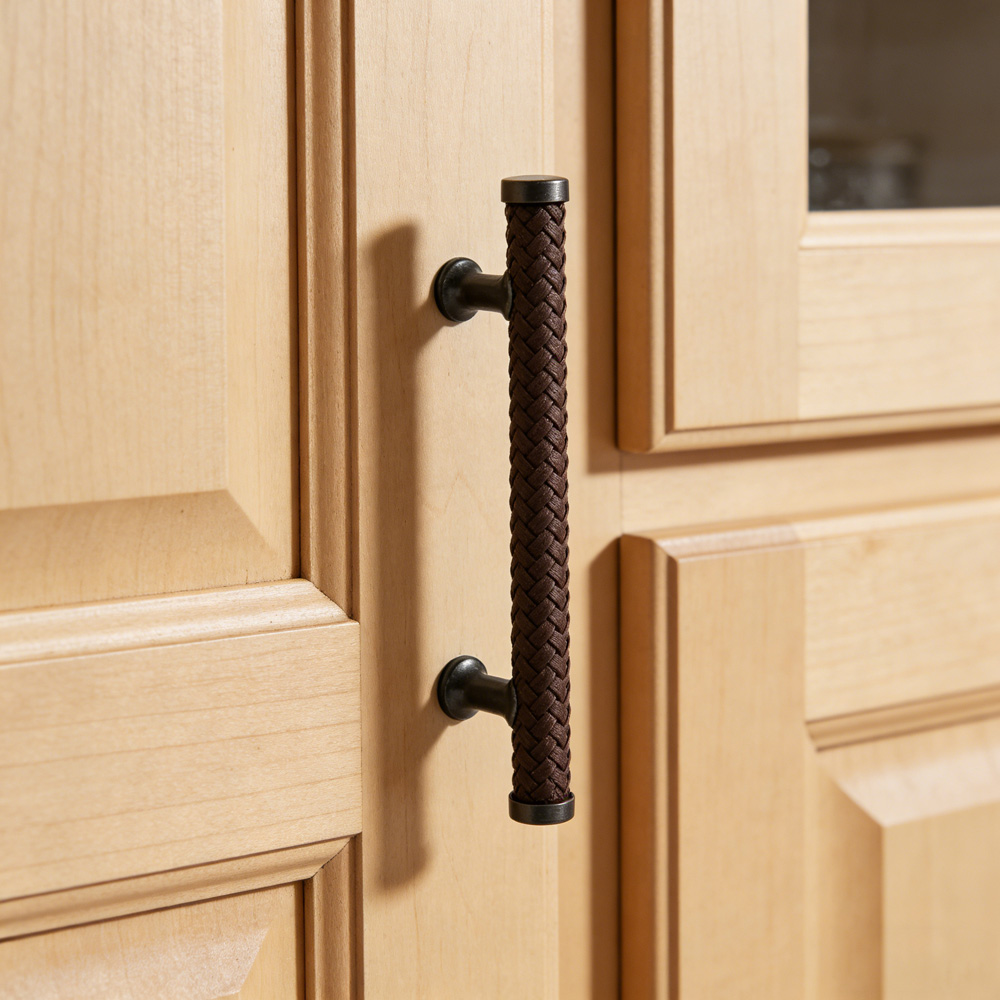 Modern Stylish Zinc Alloy Leather Kitchen Drawer Pulls