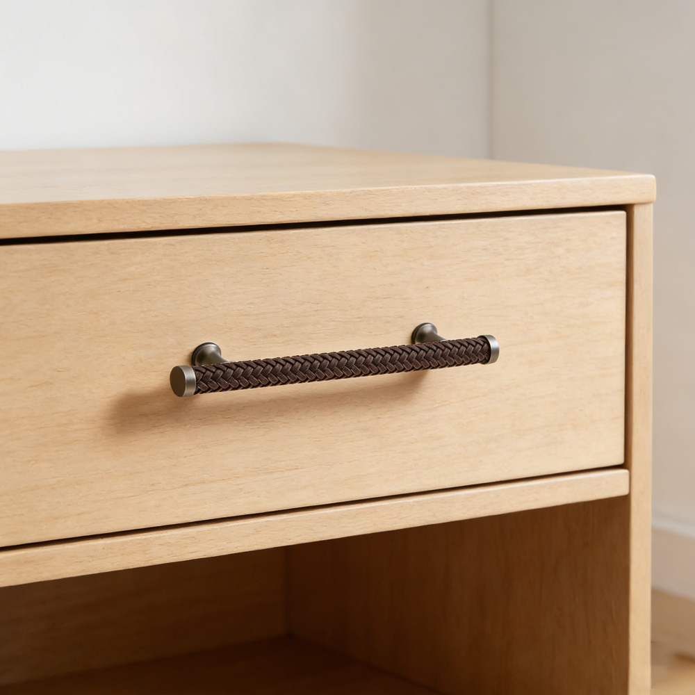 Modern Stylish Zinc Alloy Leather Kitchen Drawer Pulls