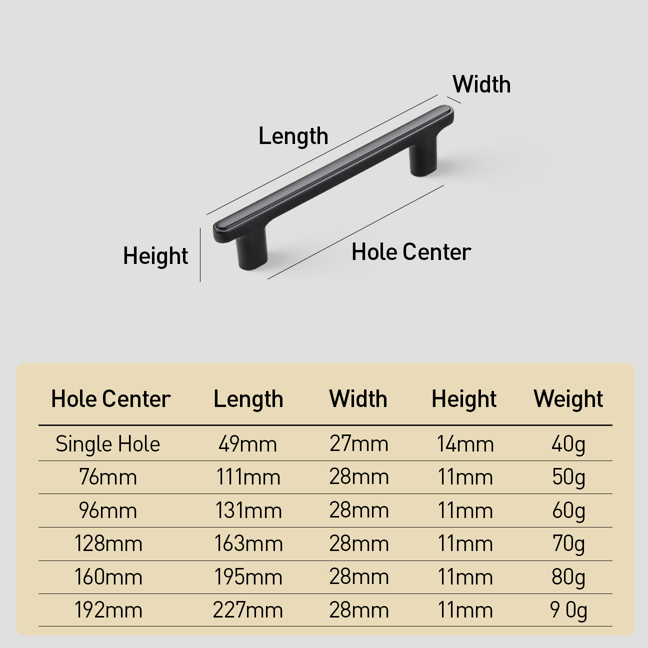 Modern T-Bar Zinc Alloy Heavy-duty Kitchen Pulls