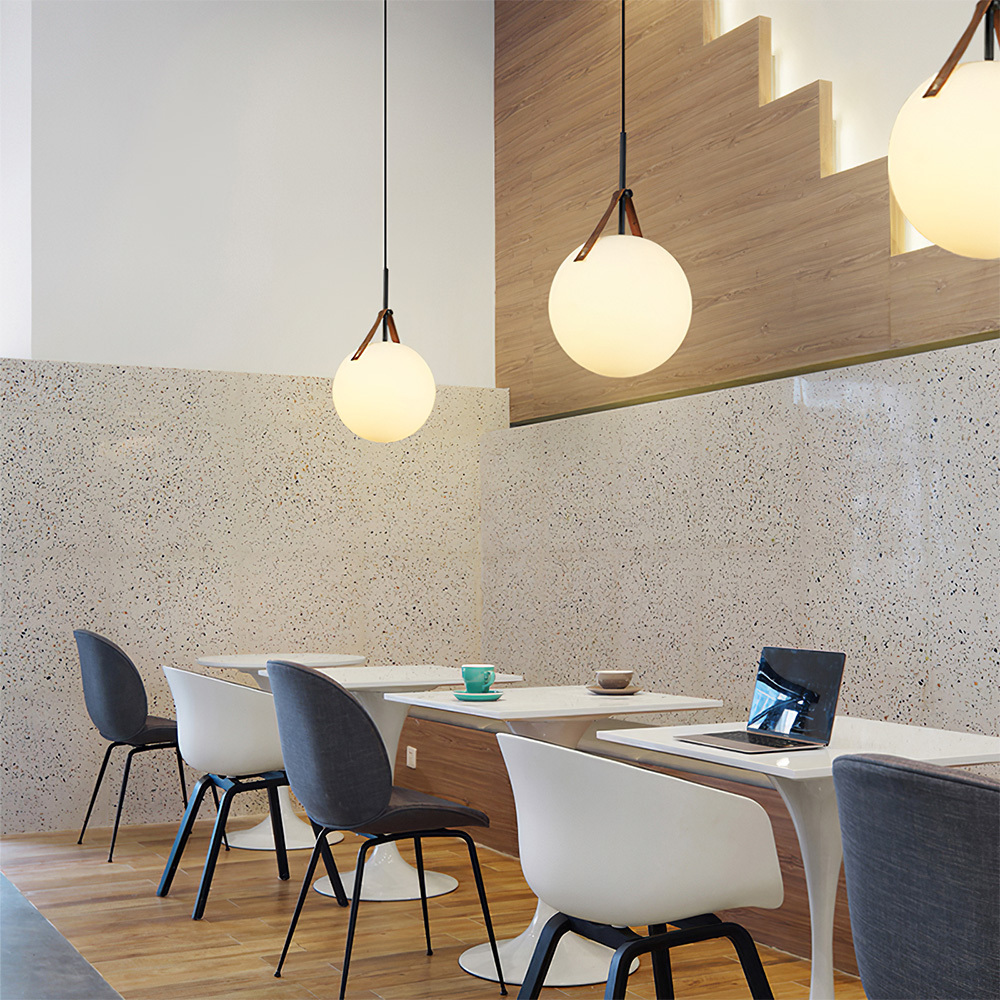 Modern White Glass Metal Pendant Light Hanging Ceiling Light