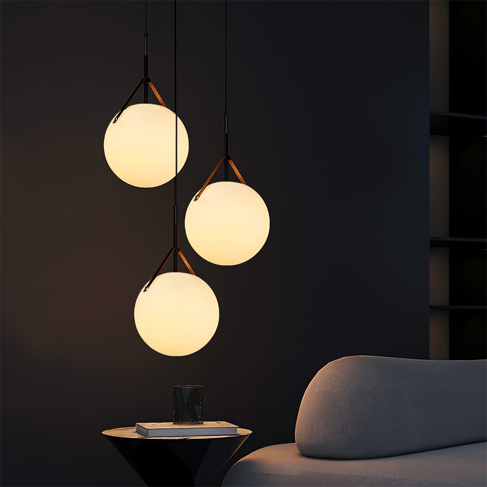 Modern White Glass Metal Pendant Light Hanging Ceiling Light