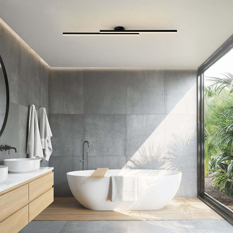 Modern Aluminium Long Strip Semi Flush Mount LED Ceiling Light For Living Room