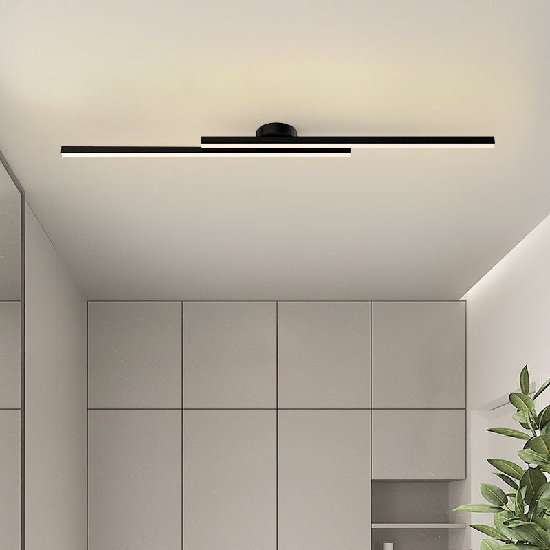 Modern Aluminium Long Strip Semi Flush Mount LED Ceiling Light For Living Room