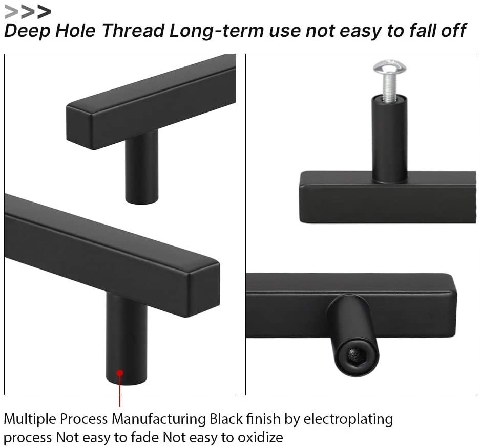 15 Pack Matte Black Cabinet Handles Stainless Steel Modern Drawer Pulls For Kitchen(LSJ22BK) -Homdiy