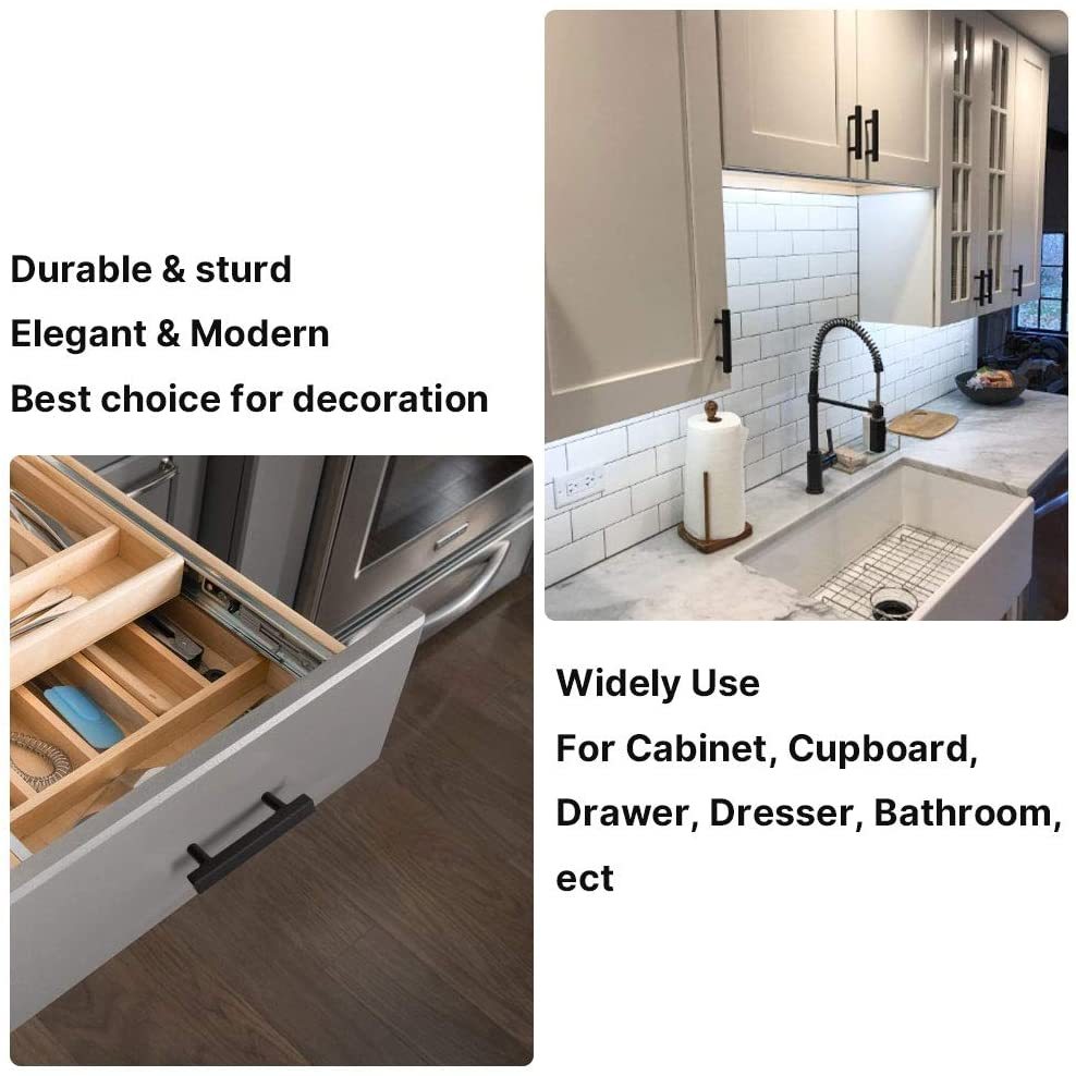 15 Pack Matte Black Cabinet Handles Stainless Steel Modern Drawer Pulls For Kitchen(LSJ22BK) -Homdiy