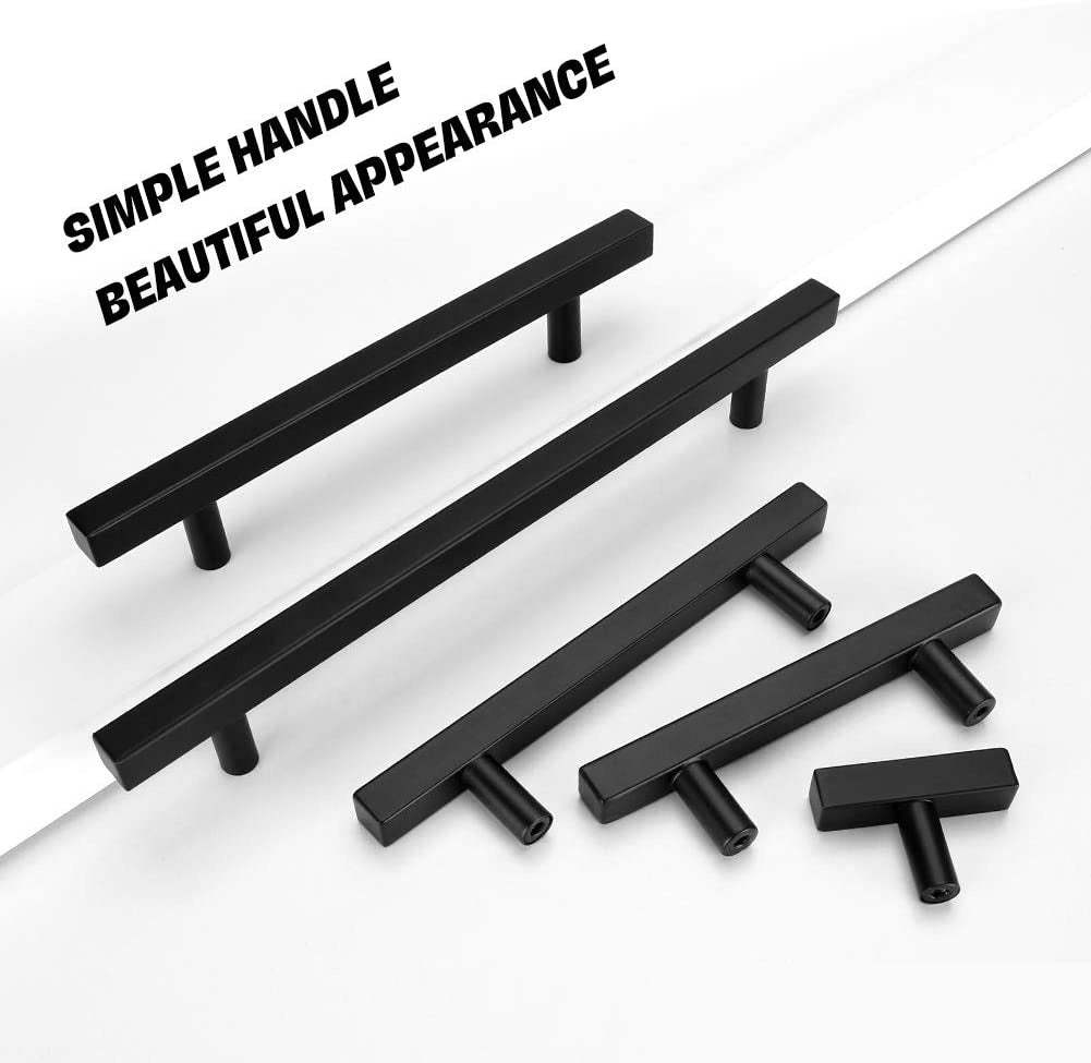 5 Pack Matte Black Dresser Pulls Square Cabinet Handles For Kitchen -Homdiy