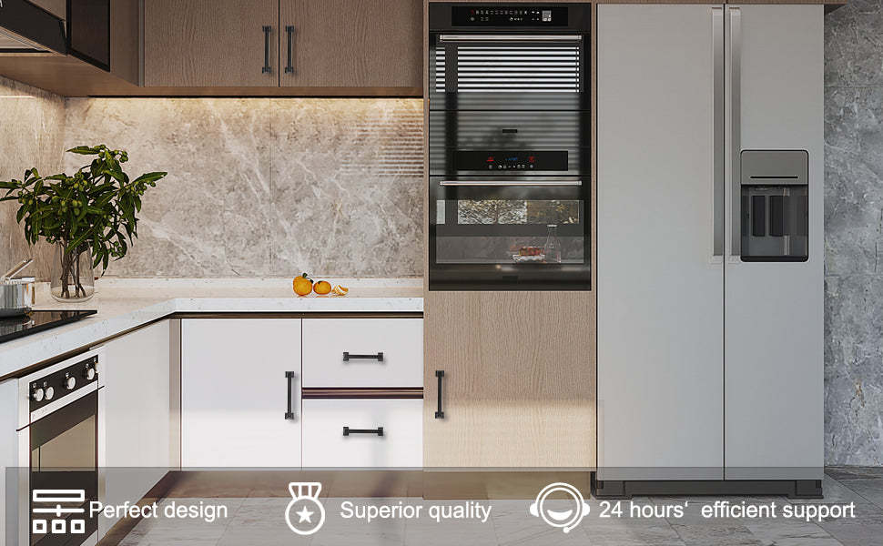 10 Pack Matte Black Cabinet Handles Black Drawer Pulls Vintage Bathroom Cabinet Handles(LS9136BK) -Homdiy