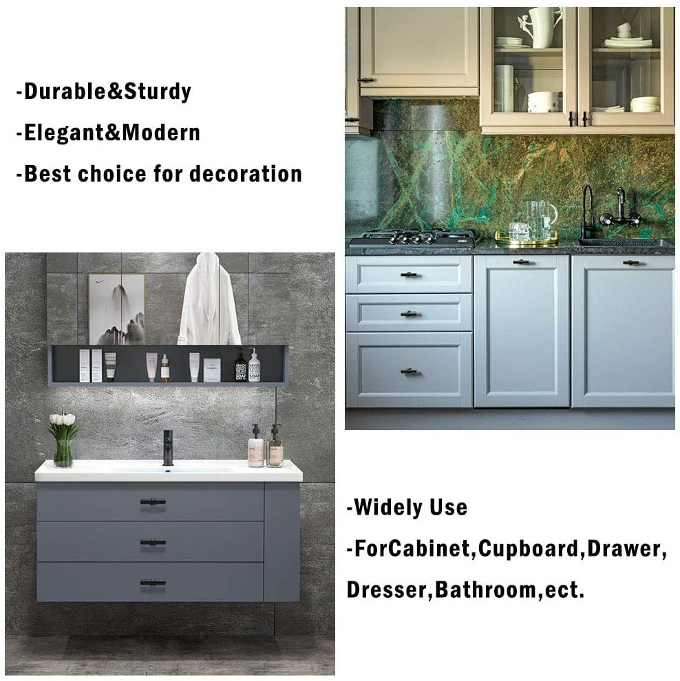 5 Pack Modern Black Stainless Steel Drawer Knobs For Kitchen Cabinets(LST18BK) -Homdiy