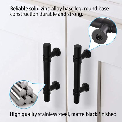1 Pack Matte Black Drawer Pulls Black Cabinet Handles for
