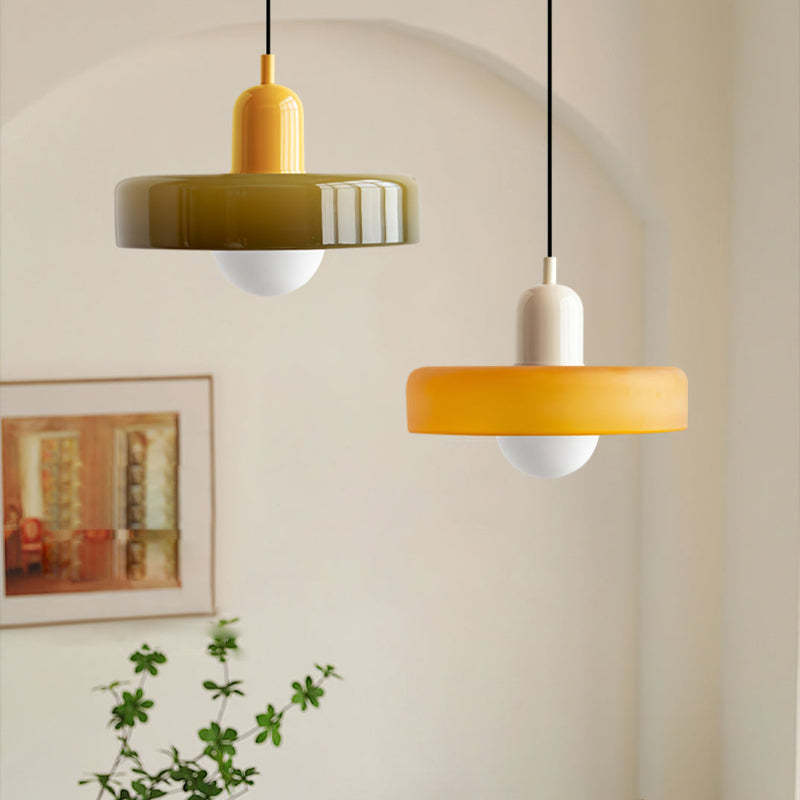 Modern Stained Orange Glass Bauhaus Pendant Light -Homdiy
