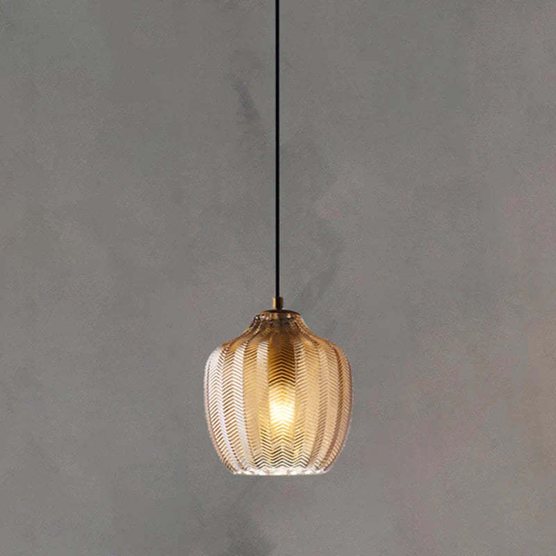 Nordic Wavy Glass Shaded Single Head Pendant Light -Homdiy
