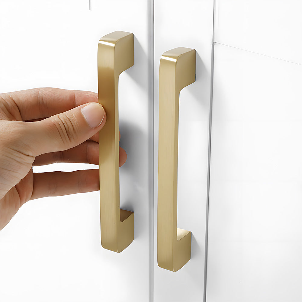 Modern Gold Brass Cabinet Handles Brushed Brass Drawer Pulls | Goldenwarm