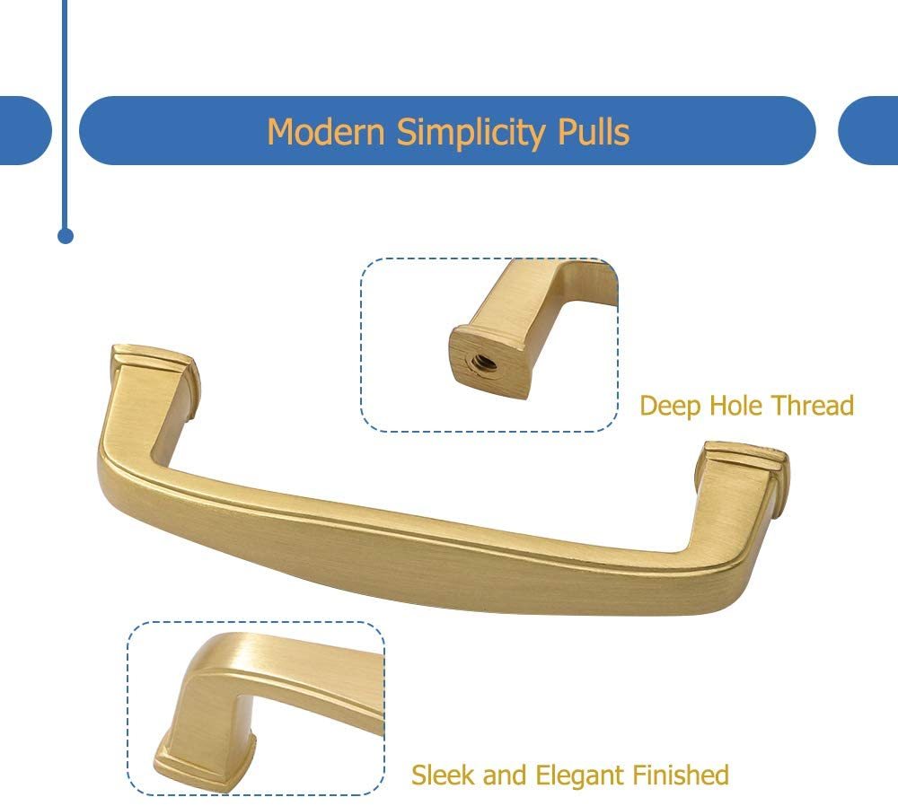 1 Pack Gold Cabinet Pulls Brushed Brass Dresser Pulls for Cupboard (LS8791GD) -Homdiy