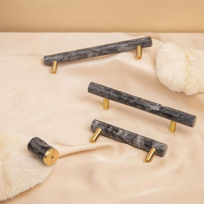 Modern Marble Brass Door Handle Wardrobe And Cabinet Pull -Homdiy