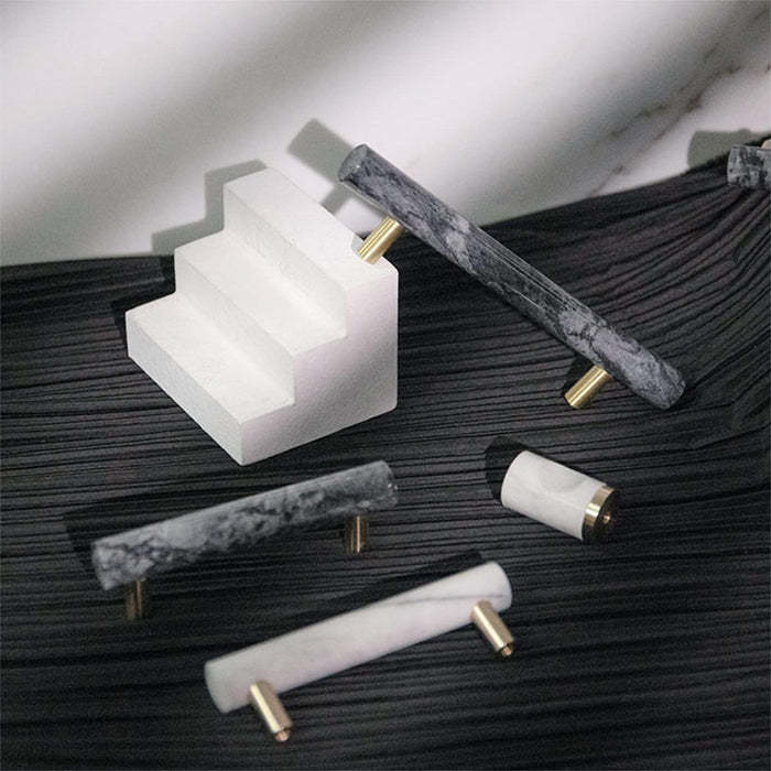 Modern Marble Brass Door Handle Wardrobe And Cabinet Pull -Homdiy