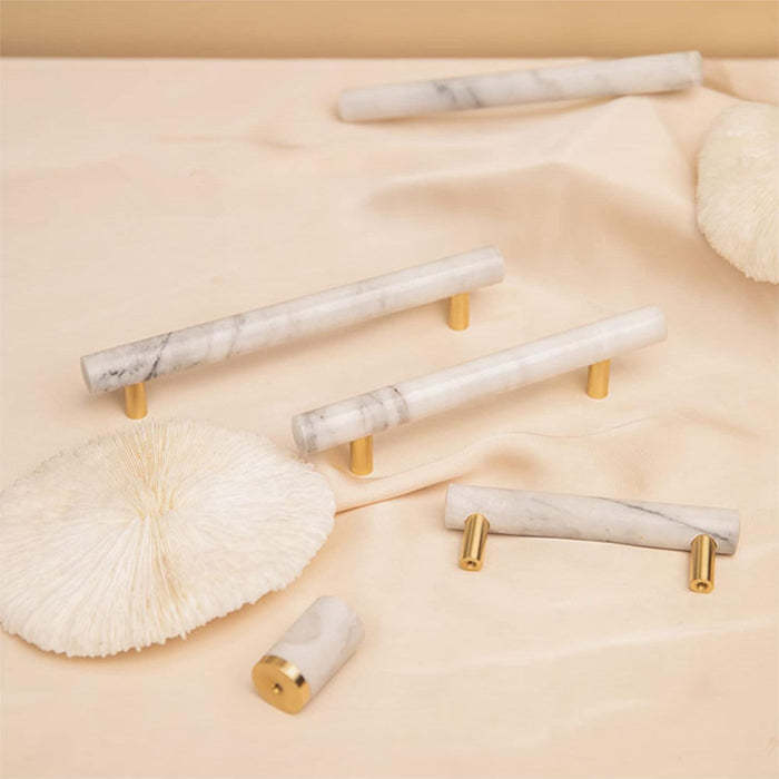 Modern Marble Brass Door Handle Wardrobe And Cabinet Pull -Homdiy
