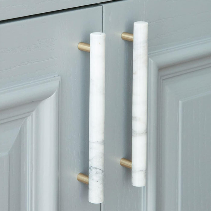 Modern Marble Brass Door Handle Wardrobe And Cabinet Pull -Homdiy