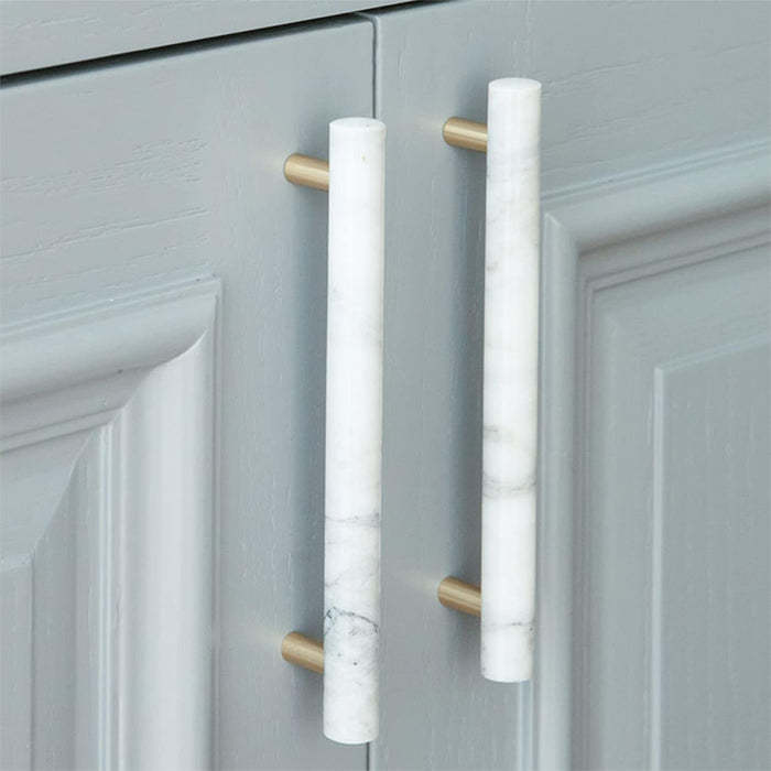 Modern Marble Brass Door Handle Wardrobe And Cabinet Pull -Homdiy