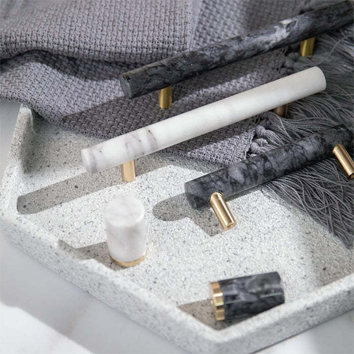 Modern Marble Brass Door Handle Wardrobe And Cabinet Pull -Homdiy