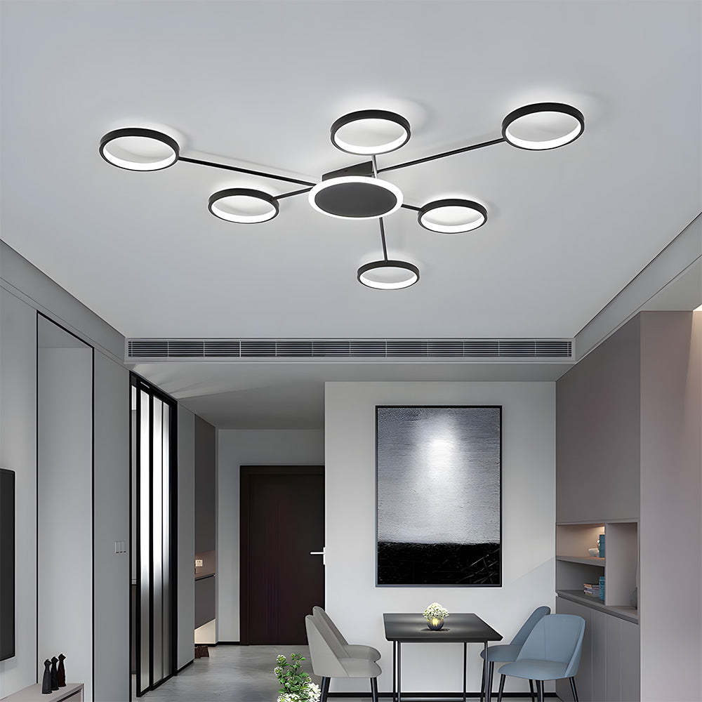 Modern Multi-Head LED Ring Ceiling Light