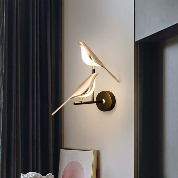 White Bird Standing Shape Nordic Resin Bird Wall Lamp - Creative Animal Bedside Decorative USB Night Light, Stylish Bird Perched Lamp for Bedroom and Living Room main image 1