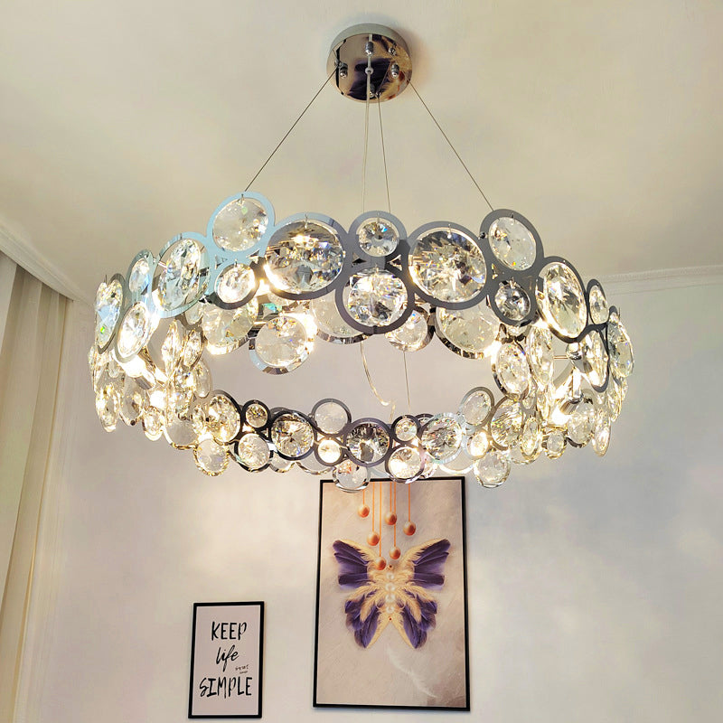 Chrome Round Crystal Chandelier -Homdiy