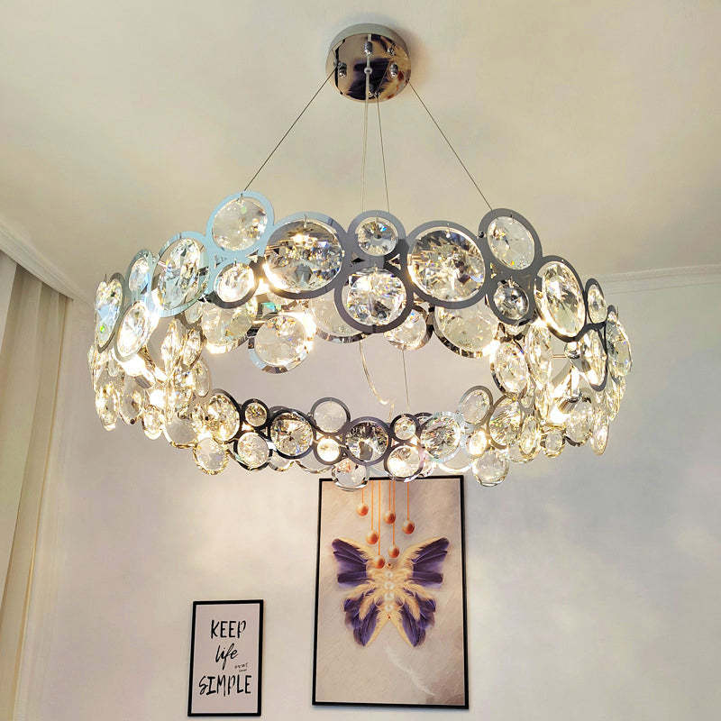 Chrome Round Crystal Chandelier -Homdiy