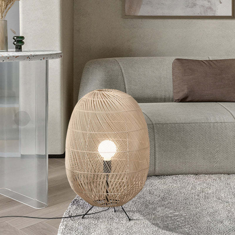 Natural Rattan Midi Floor Lamp for Living Room -Homdiy
