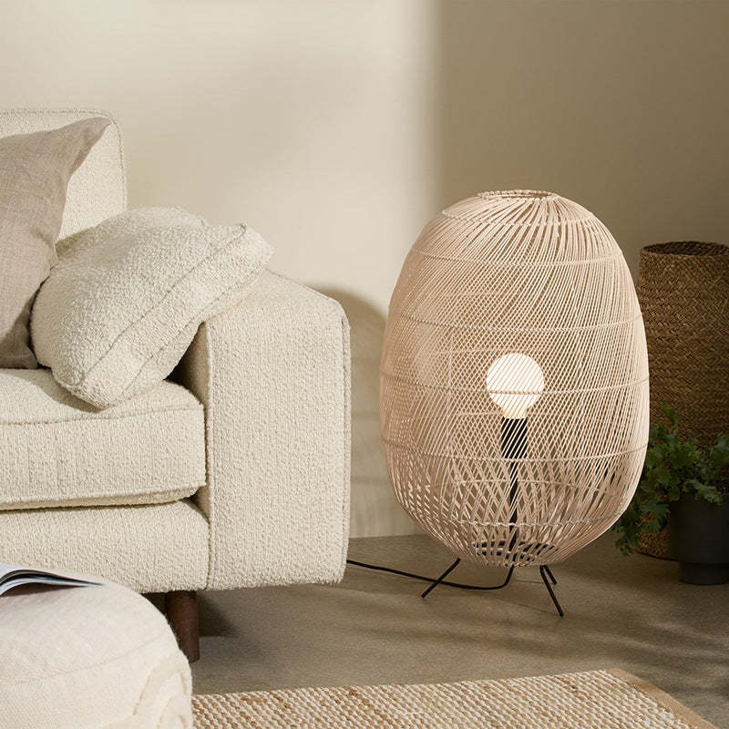 Natural Rattan Midi Floor Lamp for Living Room -Homdiy