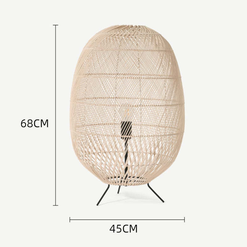 Natural Rattan Midi Floor Lamp for Living Room -Homdiy