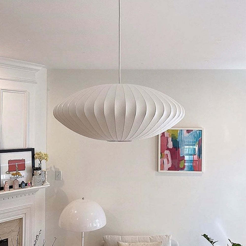 Nordic Saucer White Bubble Plug-In Pendant Light -Homdiy