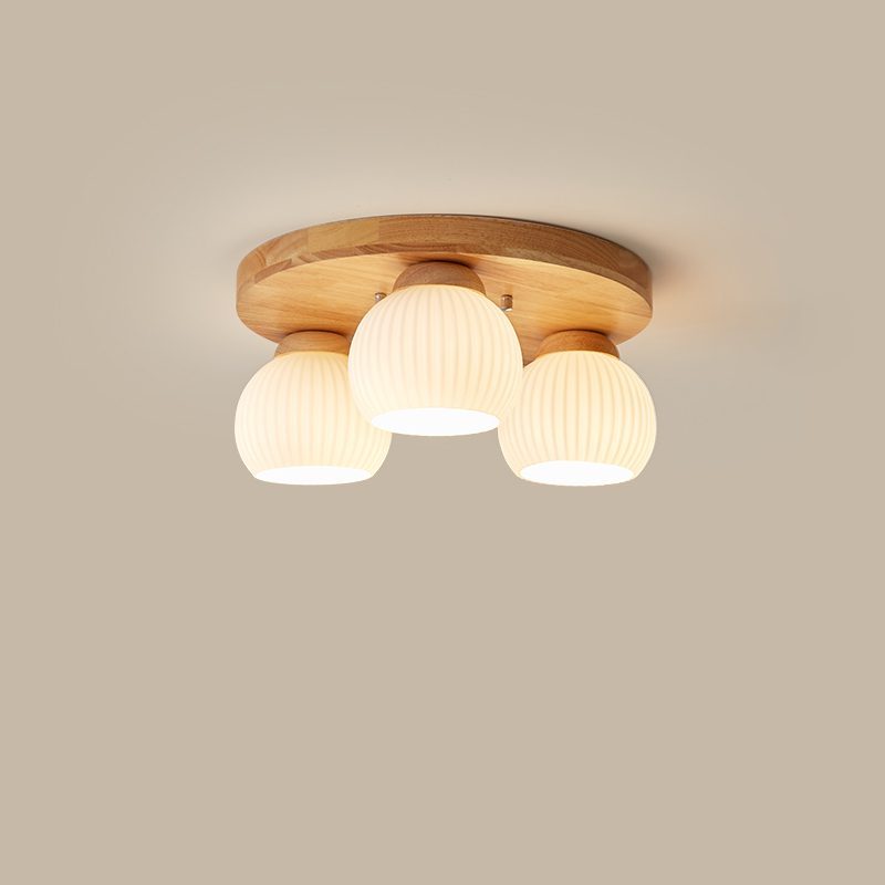 Nordic Wood Art Multi-Heads Round Ceiling Lamp -Homdiy