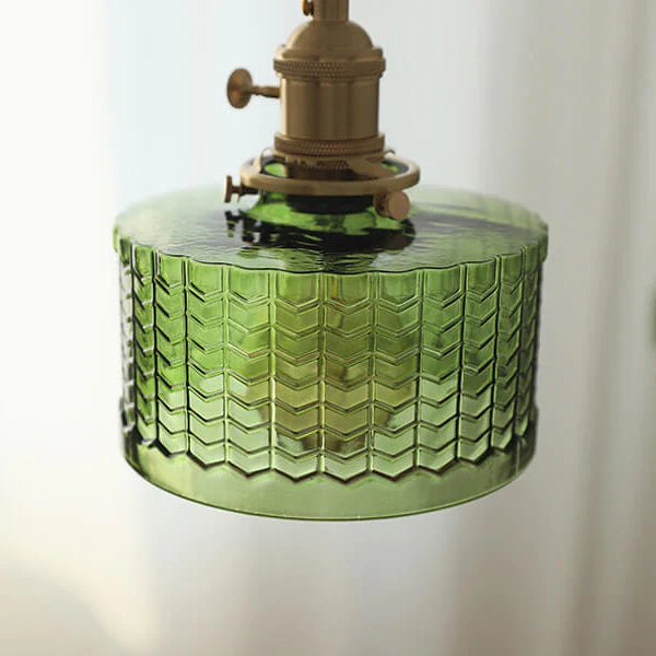 Retro Short Cylinder Wavy Glass Pendant Light -Homdiy
