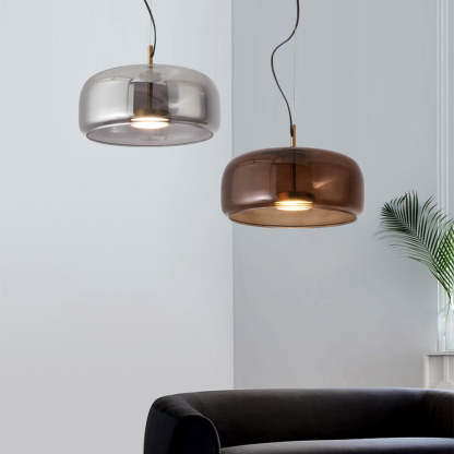 Modern Rounded Smoked Glass LED Pendant Light -Homdiy