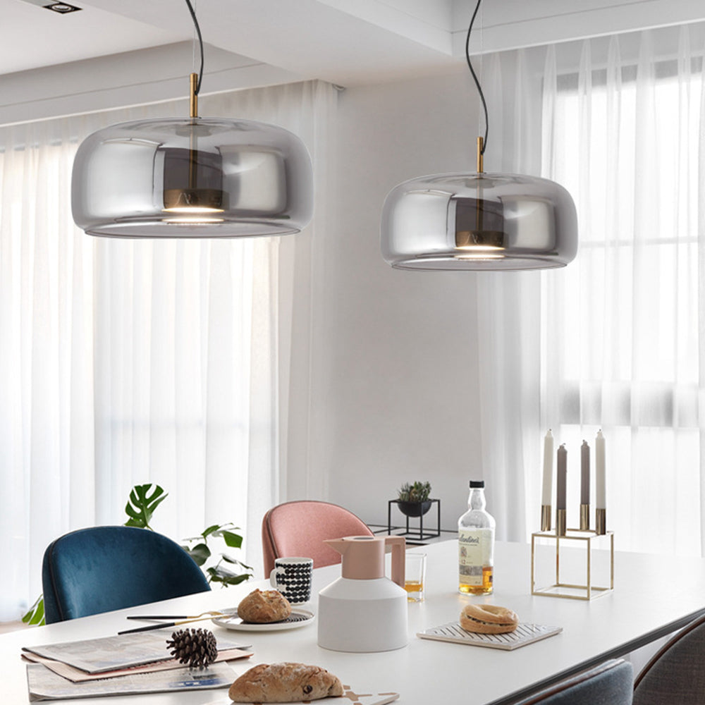 Modern Rounded Smoked Glass LED Pendant Light -Homdiy