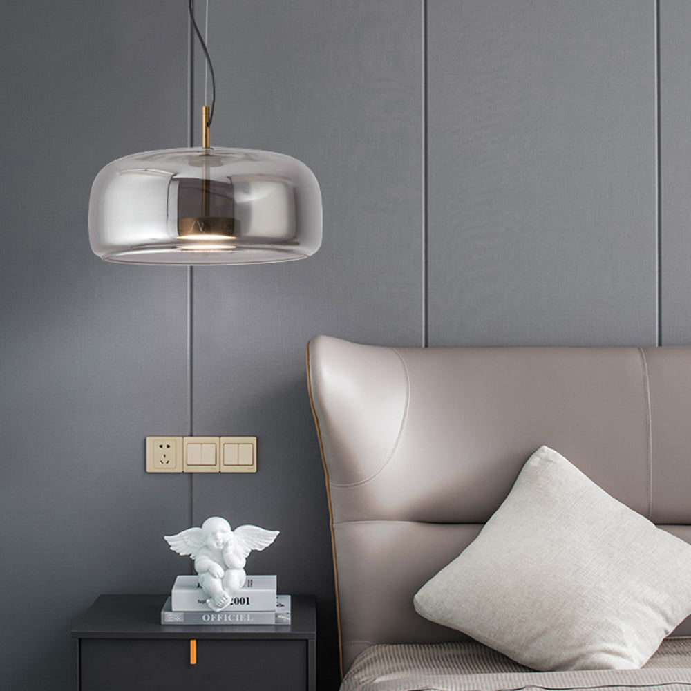 Modern Rounded Smoked Glass LED Pendant Light -Homdiy