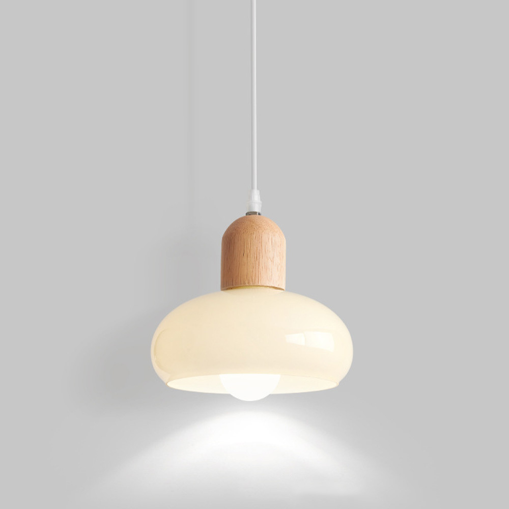 Retro Elegant Glass Round Pendant Light For Bedroom