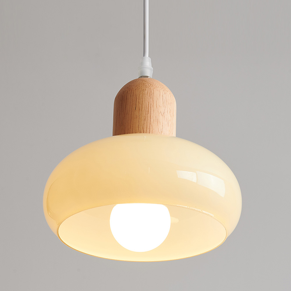 Retro Elegant Glass Round Pendant Light For Bedroom