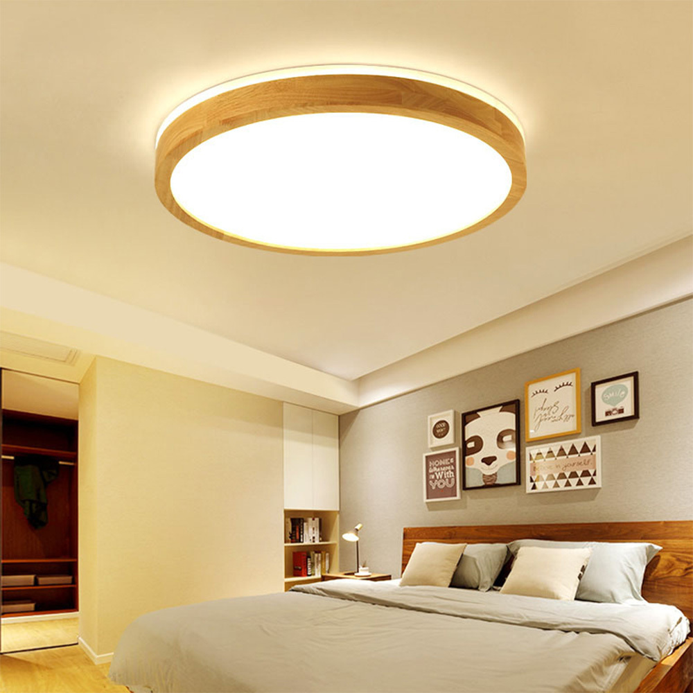 Simple Wood LED Ceiling Lights For Bedroom 
