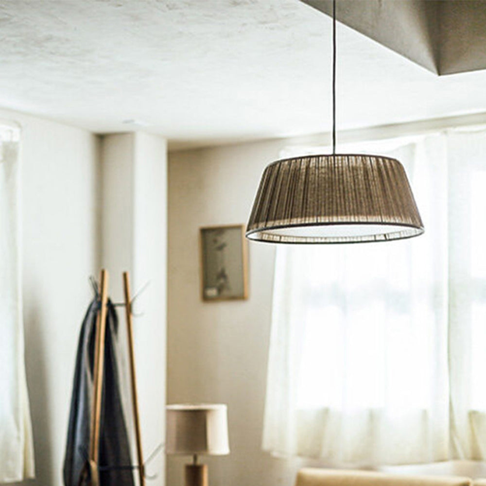 Coffee-Colored Pleated Paper Tapered Pendant Lampshade -Homdiy